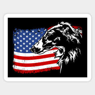 Borzoi Mom Dad American Flag patriotic dog Sticker